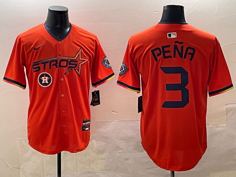 Men Houston Astros 3 Pena Orange Three generations Joint Name 2025 Nike MLB Jersey style 6